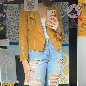 Boohoo Jessica Suedette Biker Jacket TAN